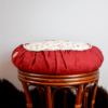 Coussin lin rond fleuri