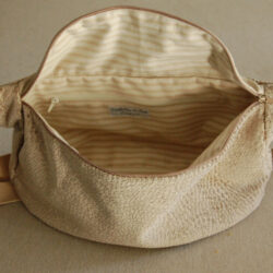 Sac banane velours beige et simili cuir