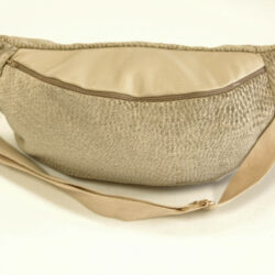 Sac banane velours beige et simili cuir