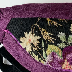 Sac banane jacquard violet canevas laine fleur