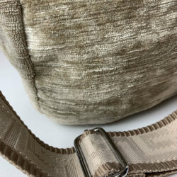 Sac banane velours taupe canevas œil